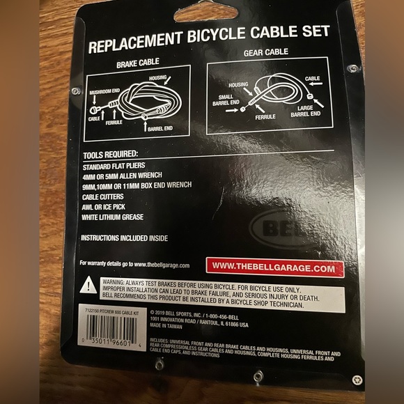 BELL PitCrew 600 Replacement Bicycle Cable Set for Multi-Speed Shifting Braking - Picture 2 of 3